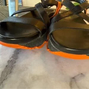 Prada Women Black and Orange Ankle Straps Leather Sandals Prada | Shoes | Prada Sandals Black | Poshmark main image 4